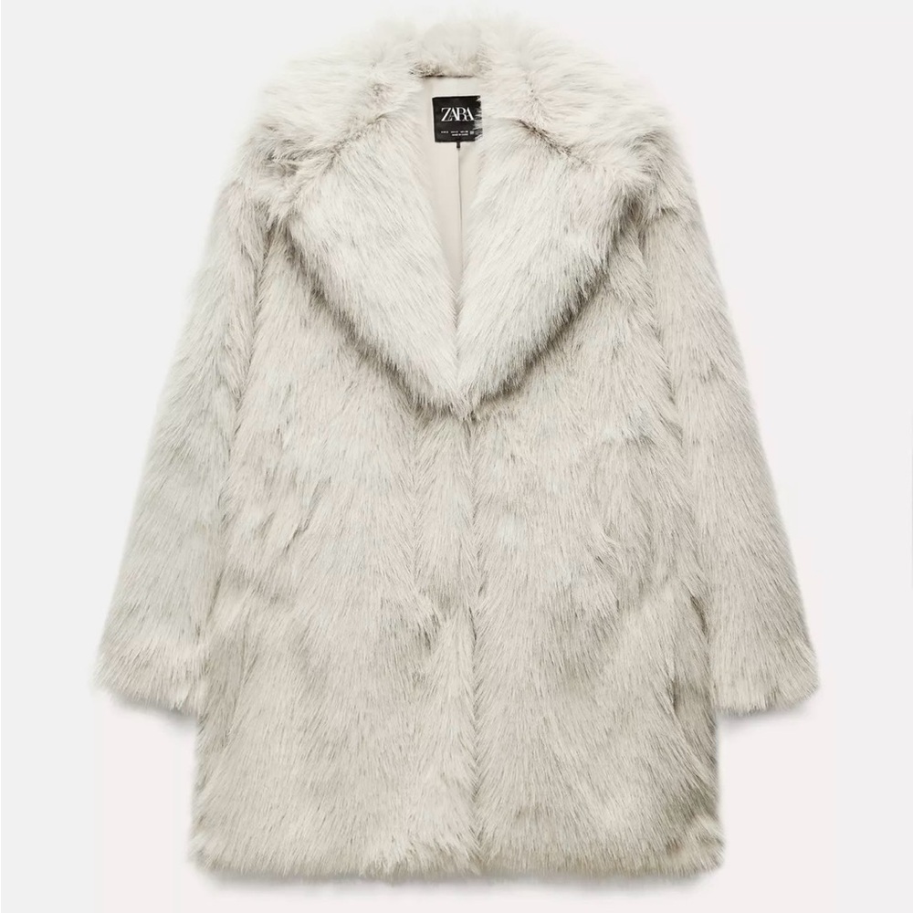Zara Women's Plush Teddy Jacket - Cream